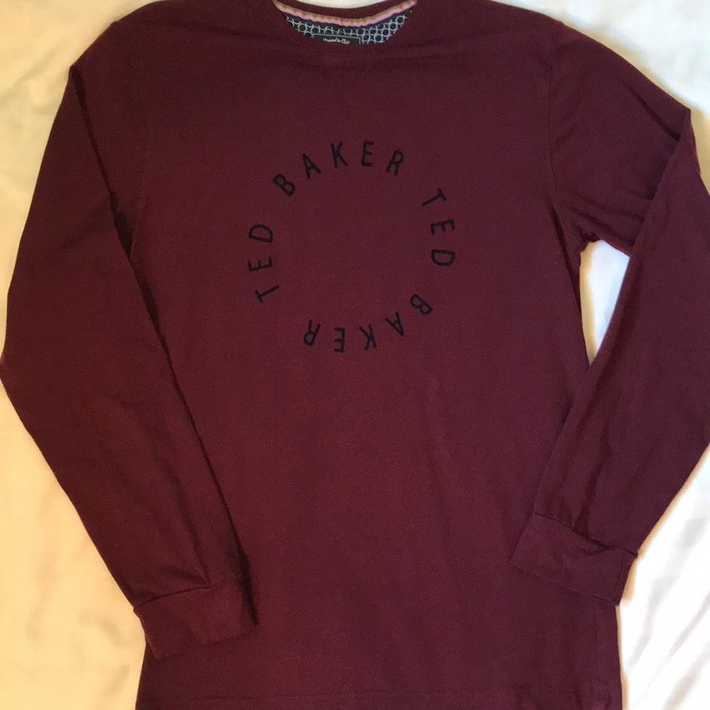 COPY - Ted Baker burgundy logo long sleeve t shirt
